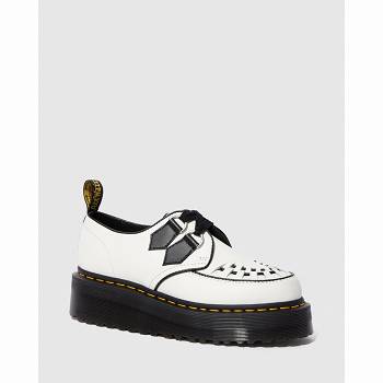 Dr Martens Férfi Sidney Bőr Creeper Platform Cipő Fehér / Fekete